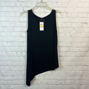 INC Black Asymmetrical Hem Tank Top Size Petite Small